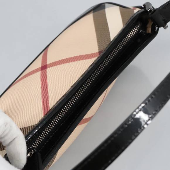 BURBERRY Nova Check Shoulder Bag PVC Beige Silver Auth 96954 - Picture 6 of 16